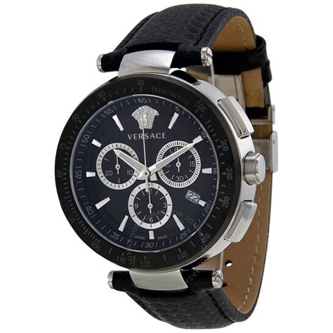 mystique chronograph black dial black leather watch i8c99d008 